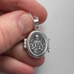 Серебряный медальон мощевик с Ангелом и молитвой Отче наш 295662