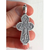 Крест мощевик из серебра мужской икона Крещение Господня, арт. 35892
