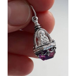 Ладанка на шею Богородица Вседержитель с голубым камнем 19148