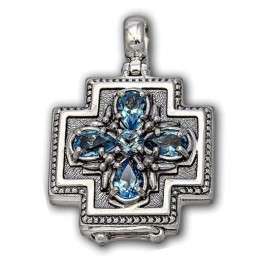 Медальон православный мощевик с топазами Нерукотворный Спас 45513