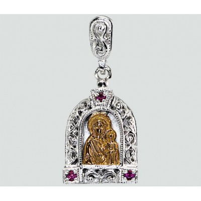 Серебряная подвеска с золотом Казанская Богородица 31348