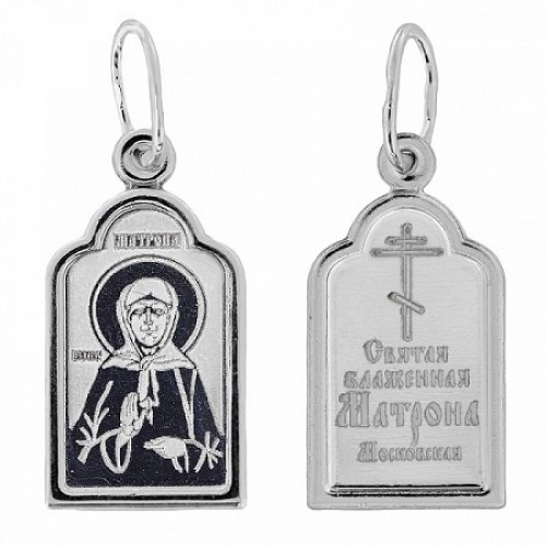 Нательная иконка Матрона Московская подвеска серебряная 10008