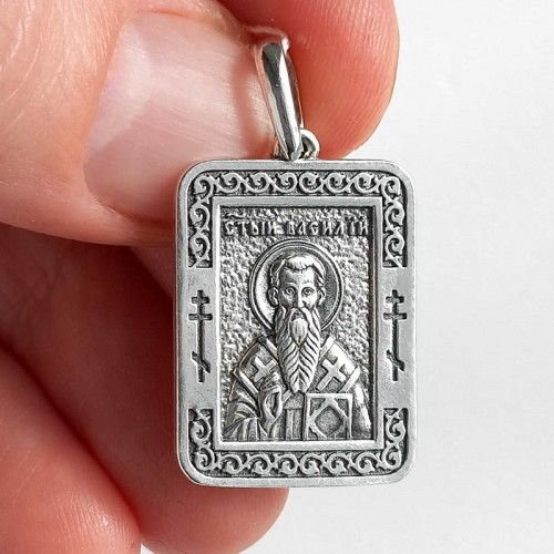 Серебряная подвеска святой Василий 11012