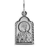 Серебряная подвеска Николай Чудотворец лазерная гравировка, арт. 11022