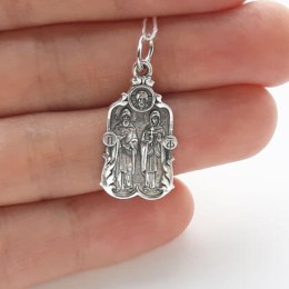 Серебряная подвеска иконка Петр и Феврония 16020