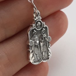 Серебряная подвеска иконка Петр и Феврония 16020