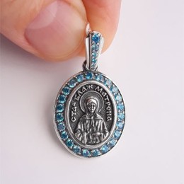 Кулон Матрона Московская из серебра с камнями 16584