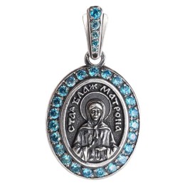 Кулон Матрона Московская из серебра с камнями 16584