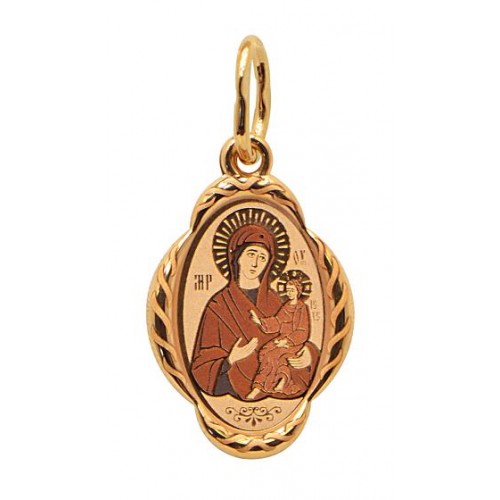 Золотая подвеска икона Тихвинская Божья Матерь 16660