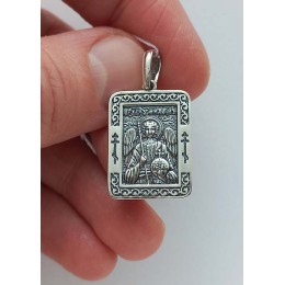 Серебряная подвеска Архангел Михаил прямоугольная 17306