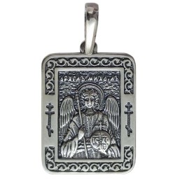 Серебряная подвеска Архангел Михаил прямоугольная 17306
