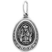 Серебряная подвеска икона святая Ирина с почернением