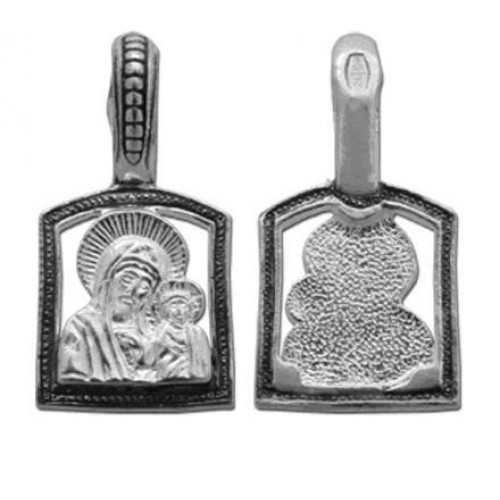 Нательная иконка из серебра Казанская Божья Матерь 18445