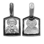 Нательная иконка из серебра Николай Чудотворец