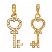 Подвеска ключик серебряный "Сердце и крест" - православные украшения, арт. 18642