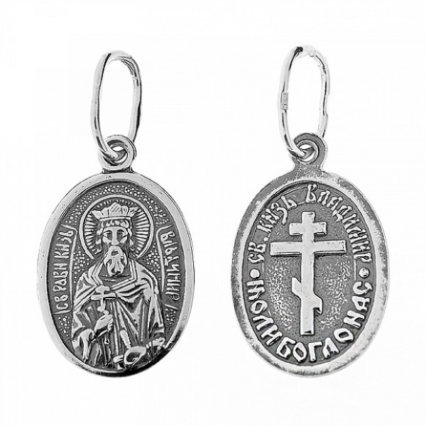 Серебряная подвеска с иконкой Владимир (размер овала 16х12 mm) 28325