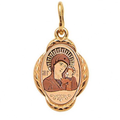 Нательная иконка с позолотой Казанская Богородица 28650