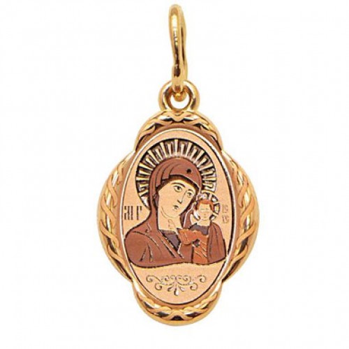 Нательная иконка с позолотой Казанская Богородица 28650