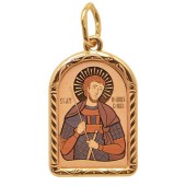 Золотой кулон мужской икона Иоанн Воин большая арка, арт. 30677