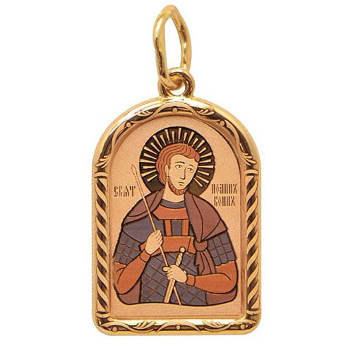 Золотой кулон мужской икона Иоанн Воин