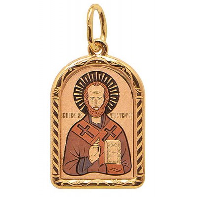 Золотая подвеска икона святой Николай Чудотворец 32186
