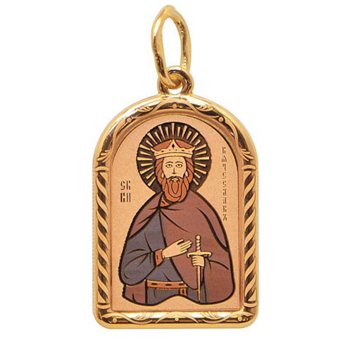Мужская золотая подвеска православная иконка Вячеслав 32435