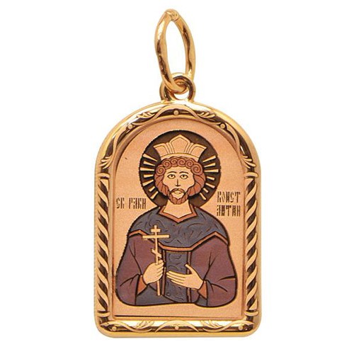 Золотая подвеска икона с именем святой Константин