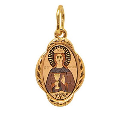 Золотая подвеска икона святая Варвара 32542