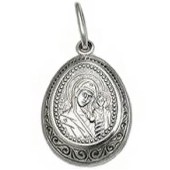Серебряная икона Казанская Божия Матерь, арт33327
