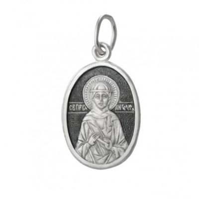 Подвеска святая Ангелина женская иконка на шею из серебра 33330