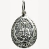Серебряная подвеска икона святая Кристина с почернением