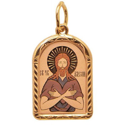 Мужской кулон святой Алексей подвеска золотая нательная 35200