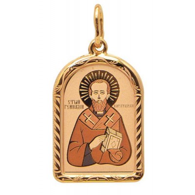 Золотая подвеска икона Геннадий святой 35201
