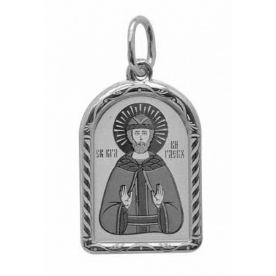 Серебряная подвеска мужская святой Глеб 40344