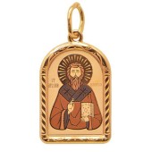 Золотая подвеска икона святой Арсений