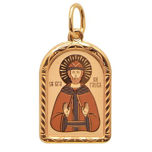 Золотая подвеска икона Глеб святой 40951