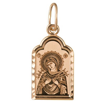 Богородица Семистрельная серебряная подвеска с позолотой 40992