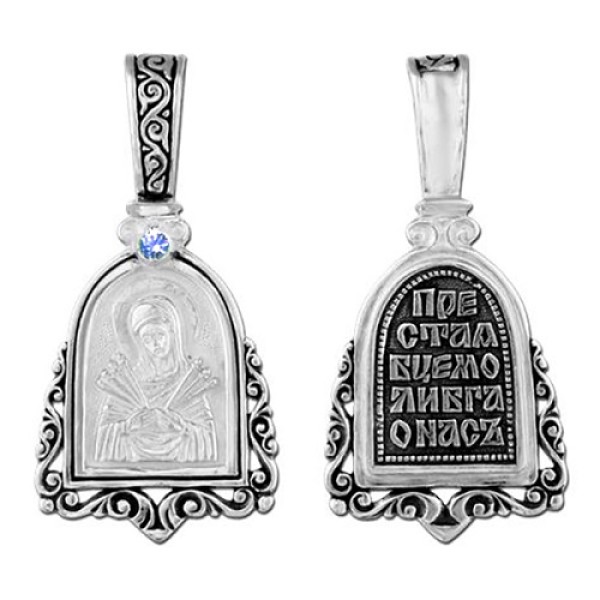 Серебряная иконка Семистрельная Божья Матерь