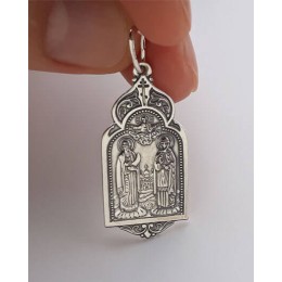 Серебряная нательная иконка Петр и Феврония Муромские 41406
