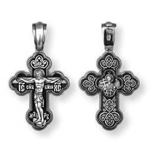 Крестильный серебряный крестик православный Ангел Хранитель 42721