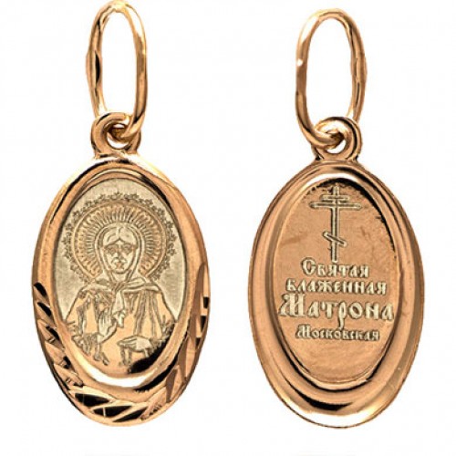 Нательная иконка святая Матрона серебро с позолотой 43504