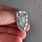 Мужской кулон из серебра Архангел Михаил на щите, арт. 45466