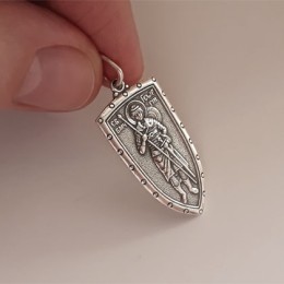 Серебряная икона мужская подвеска Георгий Победоносец 45779