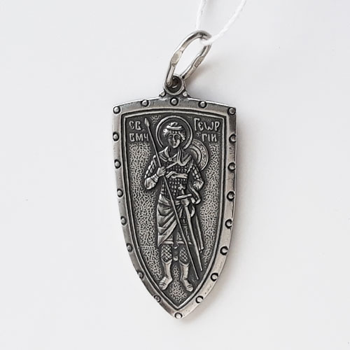 Серебряная икона мужская подвеска Георгий Победоносец 45779