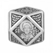 Подвеска шарм святой Ярослав с молитвой из серебра для браслета, арт. 31606