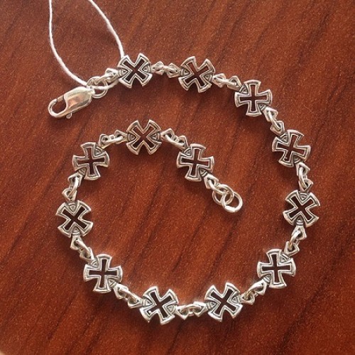 Православный браслет из серебра с крестиками