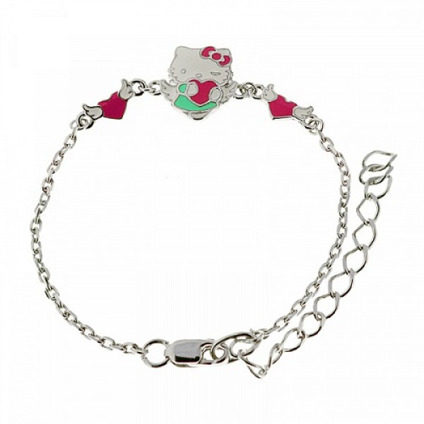 Детский серебряный браслет hello kitty Китти (длина 12,5 см) с удлинителем, арт. 41030