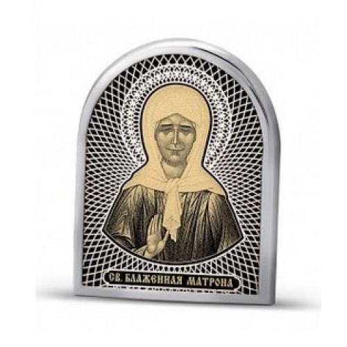 Икона в машину Матрона Московская серебро обсидиан 38501