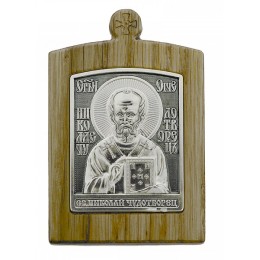 Автомобильная икона Николай Чудотворец из серебра 18103