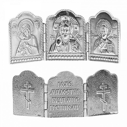 Складень икона из серебра Вседержитель Владимирская Николай 18702